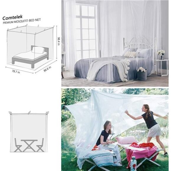 Mosquito NET for Bed Canopy, Four Corner Post Curtains Bed Canopy Elegant - Picture 3 of 8